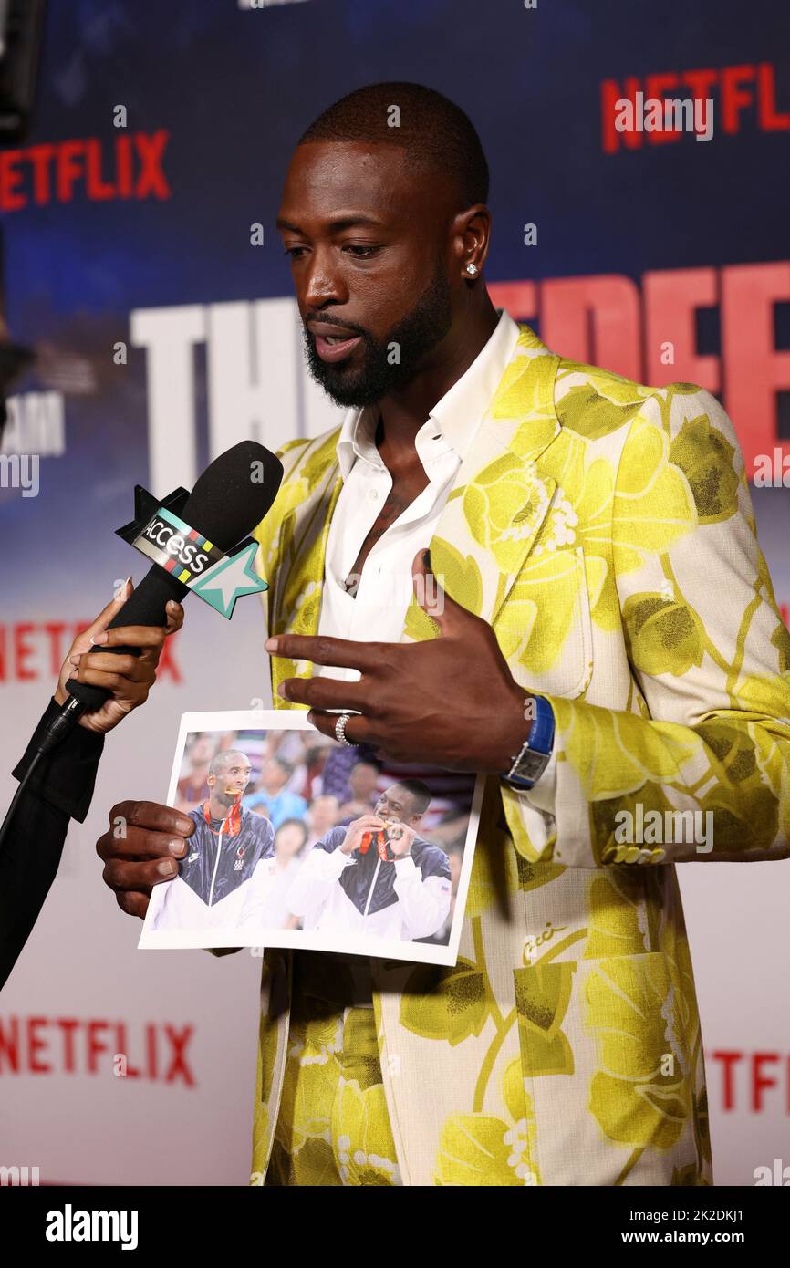 Dwyane Wade speaks to the media as he attends a screening for the documentary 'The Redeem Team' in Los Angeles, California, U.S. September 22, 2022.  REUTERS/Mario Anzuoni Stock Photo