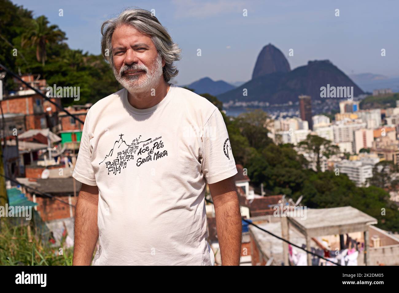 Proud of his country. Portrait of a mature brazilian man with the city as background. Stock Photo