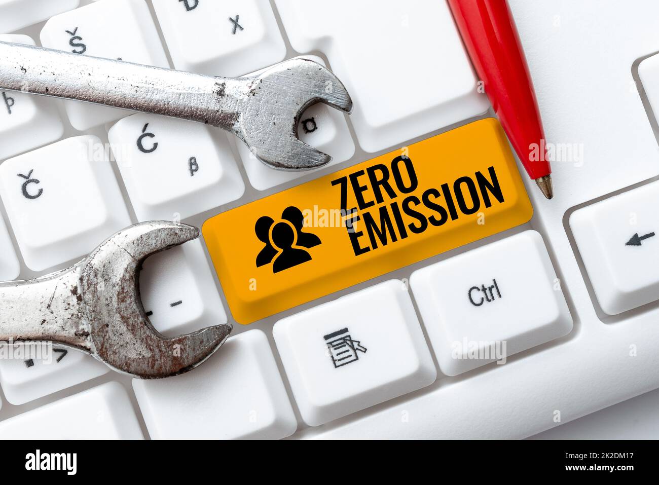 Sign displaying Zero Emission. Concept meaning Zero Emission Writing Interesting Online Topics, Typing Office Annoucement Messages Stock Photo