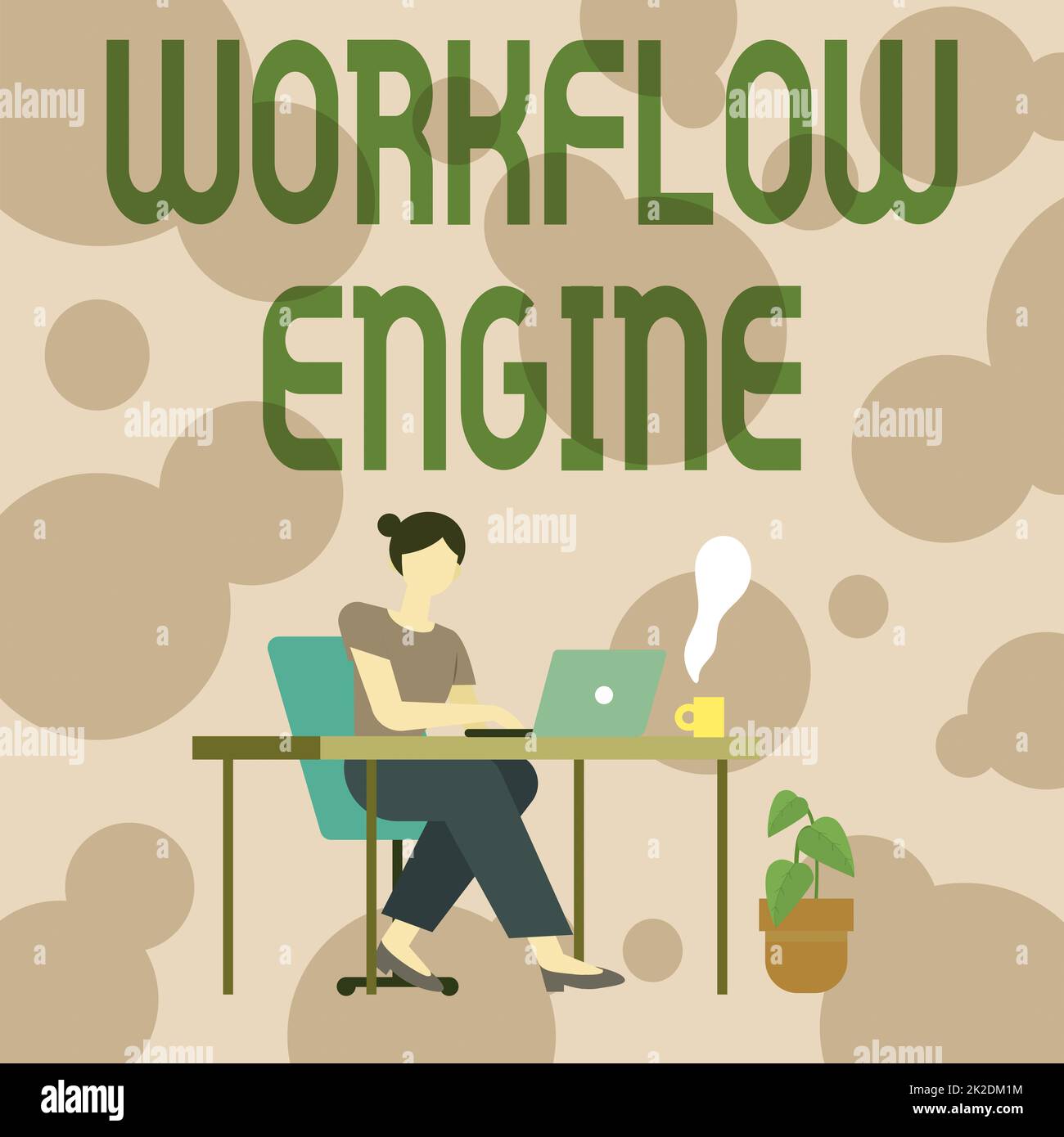 Inspiration showing sign Workflow Engine. Word for Workflow Engine Woman Sitting With Laptop Back View Actively Accomplishing Work From Home Stock Photo