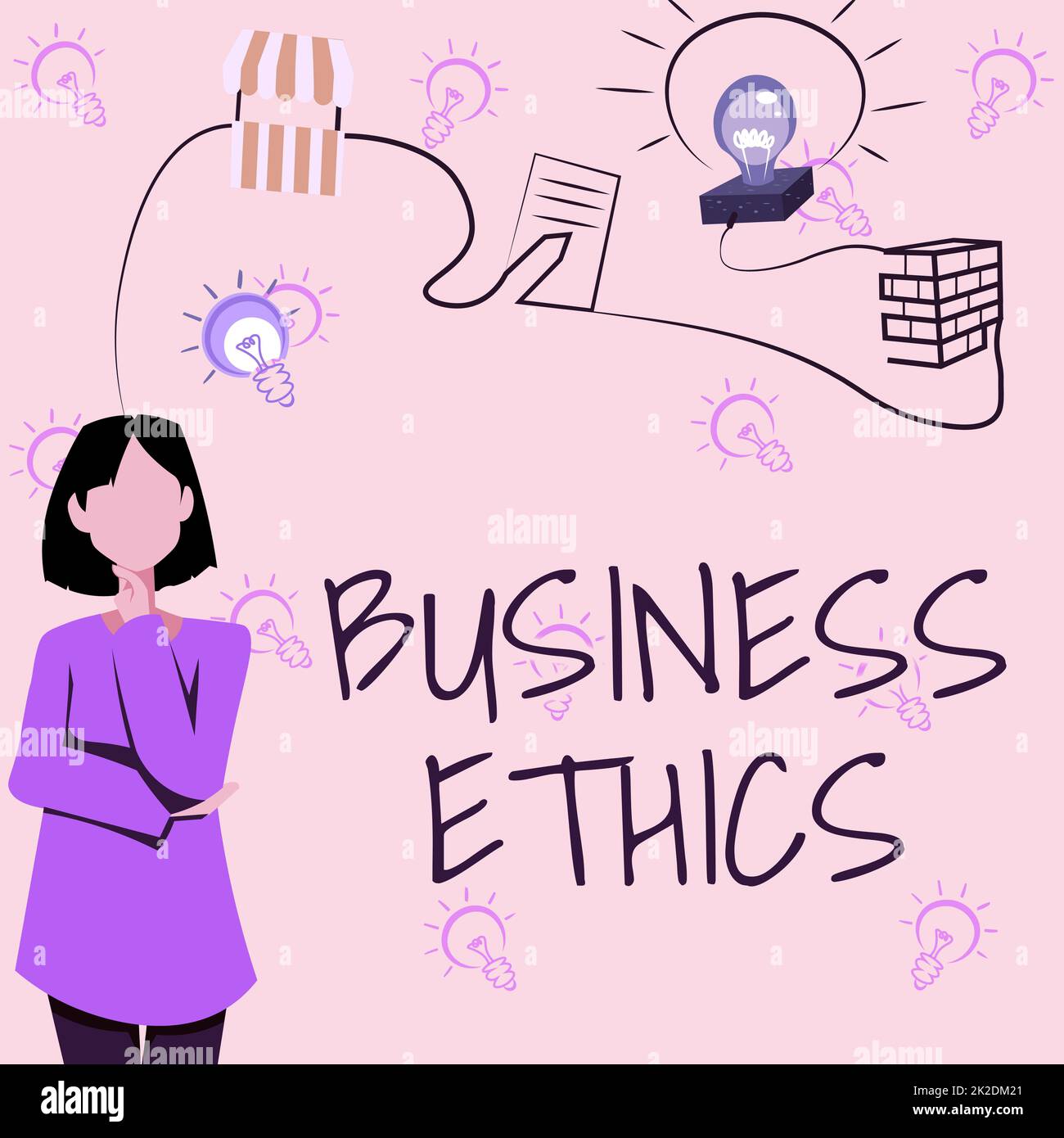 Conceptual caption Business Ethics. Business showcase Moral principles that guide the way a business behaves Woman Innovative Thinking Leading Ideas Towards Stable Future. Stock Photo