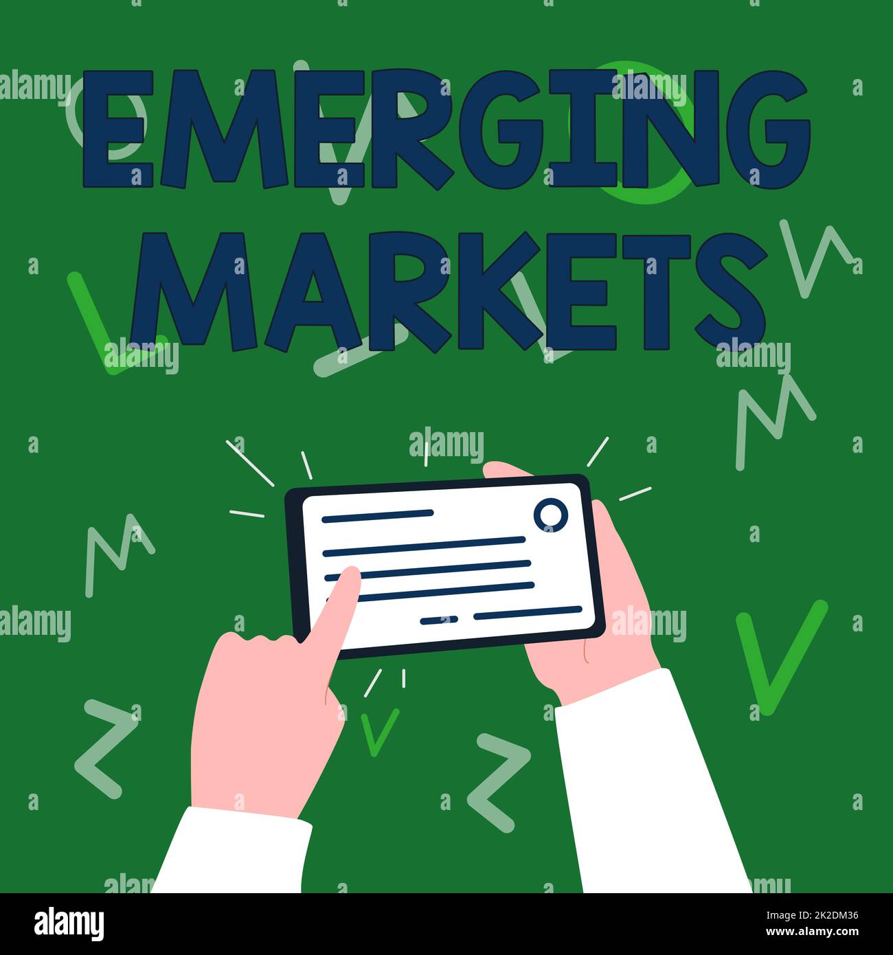 Sign displaying Emerging Markets. Concept meaning country that has some