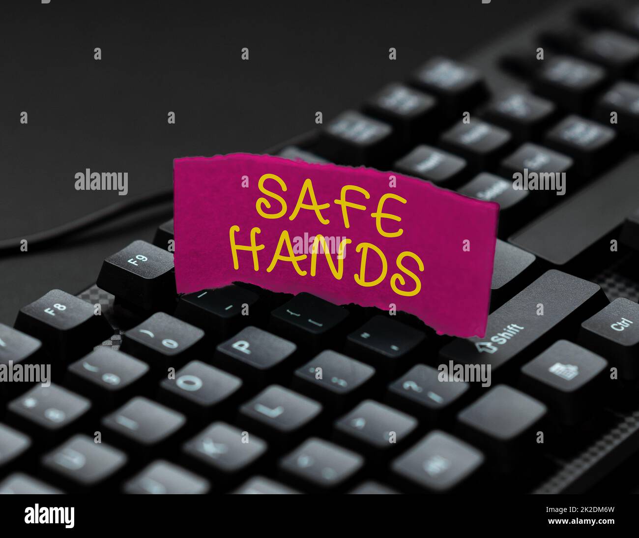 Writing displaying text Safe Hands. Business concept Ensuring the sterility and cleanliness of the hands for decontamination Abstract Creating Online Typing Services, Learning Computer Program Codes Stock Photo