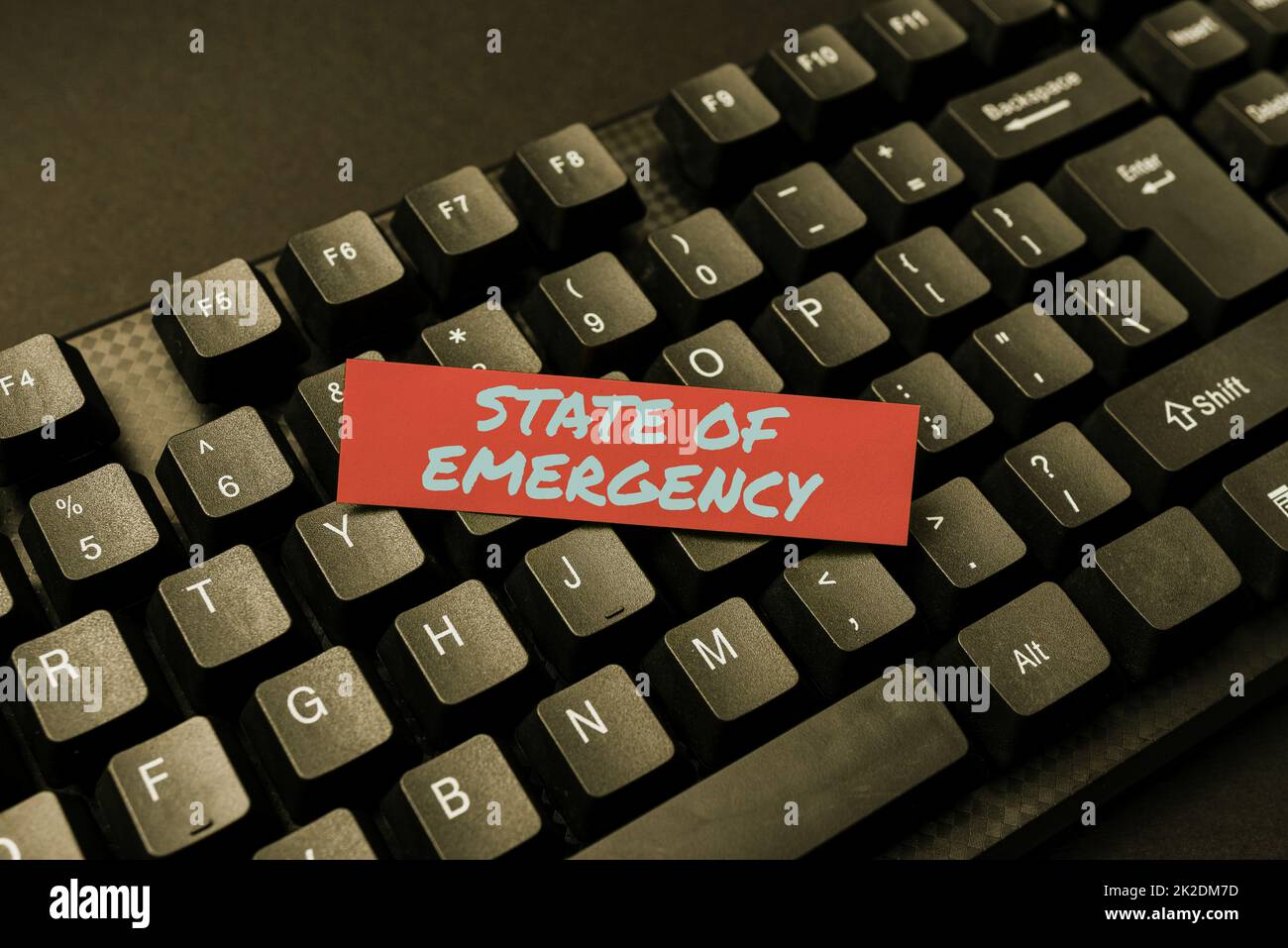 Conceptual caption State Of Emergency. Business concept acknowledging an extreme condition affecting at a national level Inputting Important Informations Online, Typing Funny Internet Blog Stock Photo