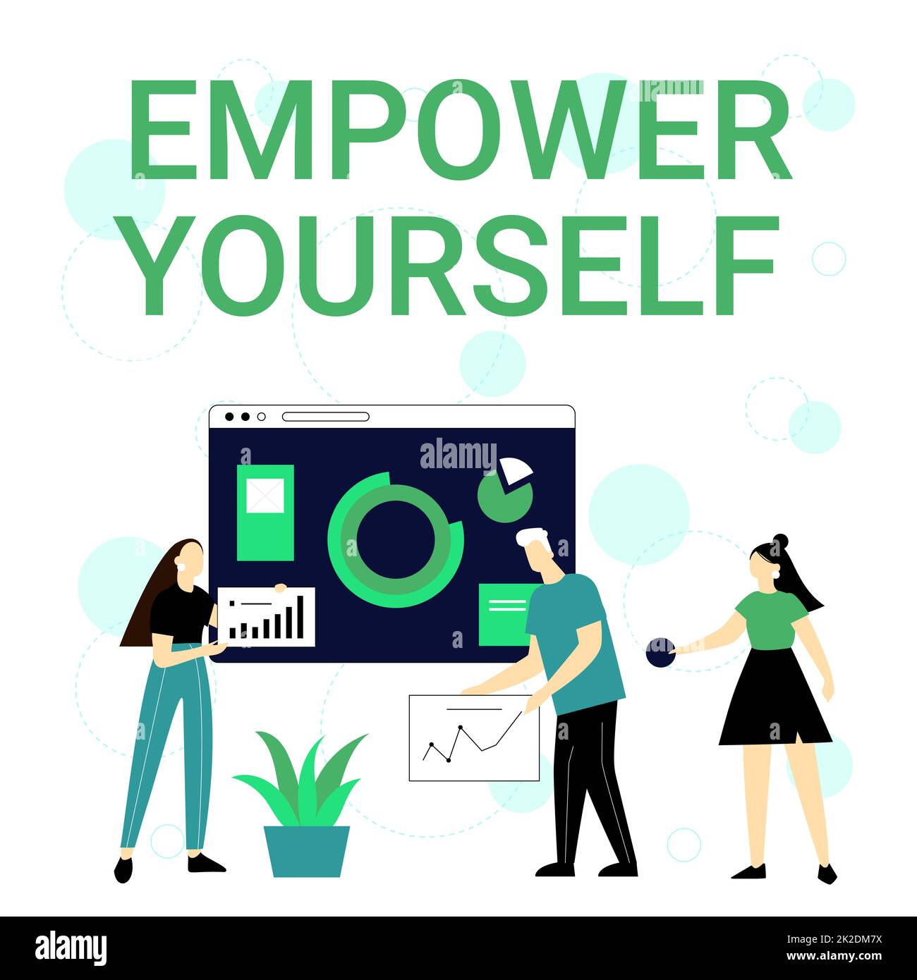 Text caption presenting Empower Yourself. Conceptual photo taking control of life setting goals positive choices Employee Helping Together Sharing Ideas For Skill Improvement. Stock Photo