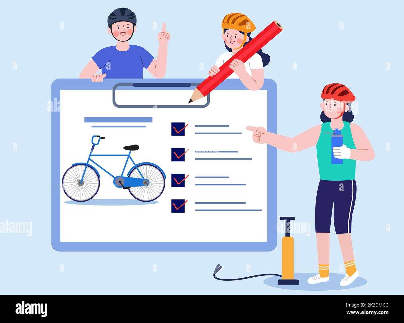 character and checklist bicycle maintenance Stock Photo Alamy