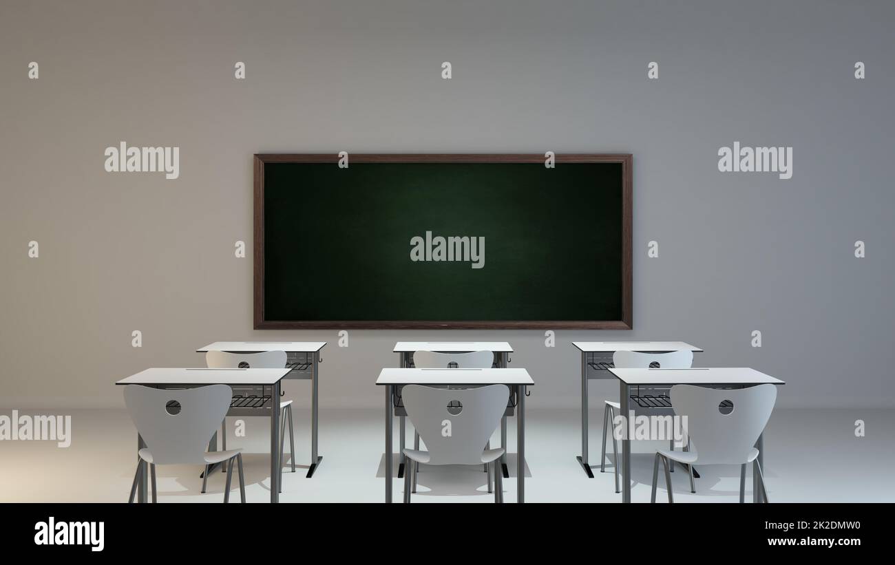 empty modern classroom concept background 3D rendering Stock Photo