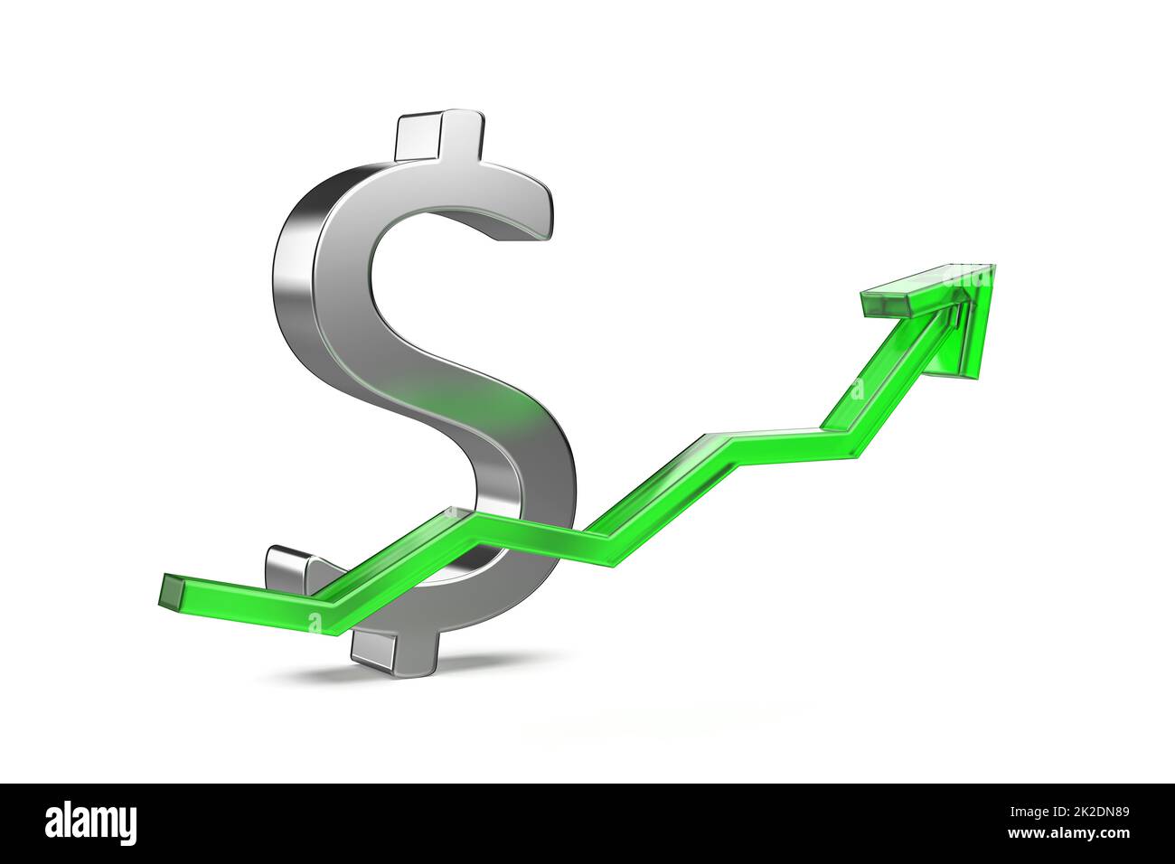 United States dollar symbol with green arrow pointing up Stock Photo