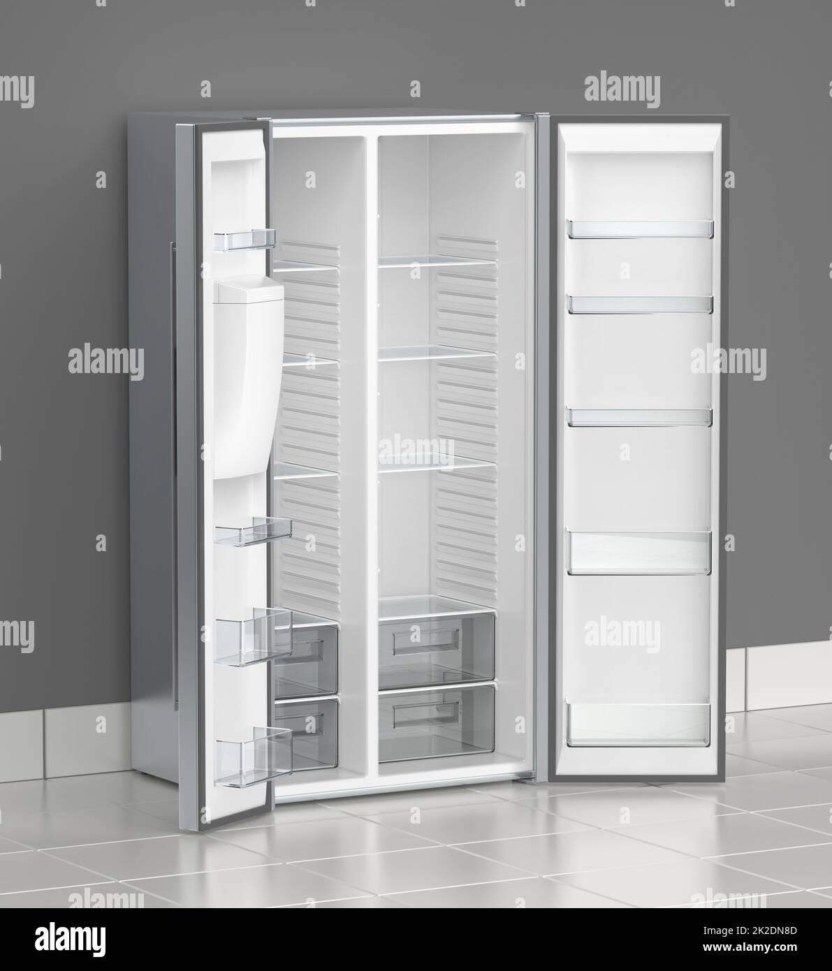 Empty big refrigerator Stock Photo
