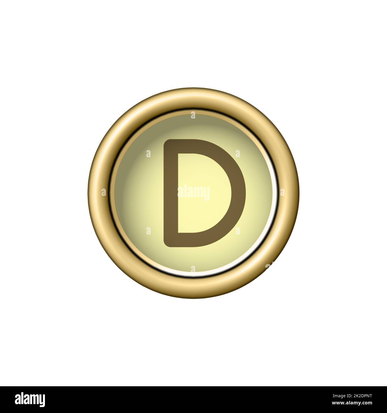 Letter D. Vintage golden typewriter button isolated on white background Stock Photo Alamy