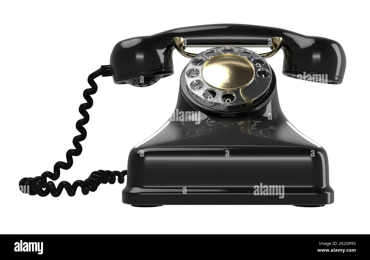 Vintage black telephone Stock Photo