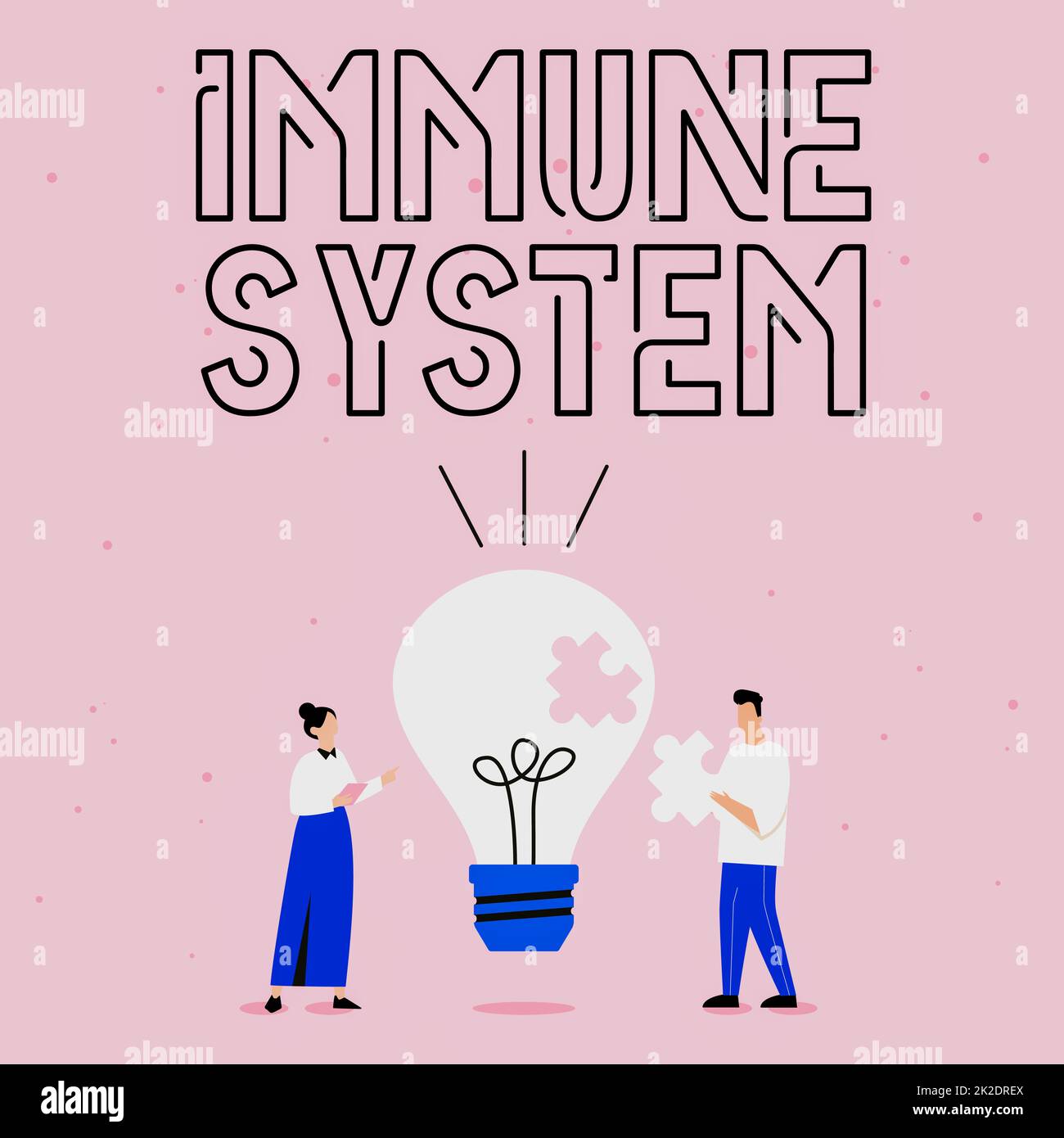 Handwriting text Immune System. Business overview host defense system comprising many biological structures Illustration Of Partners Bulding New Wonderful Ideas For Skill Improvement. Stock Photo