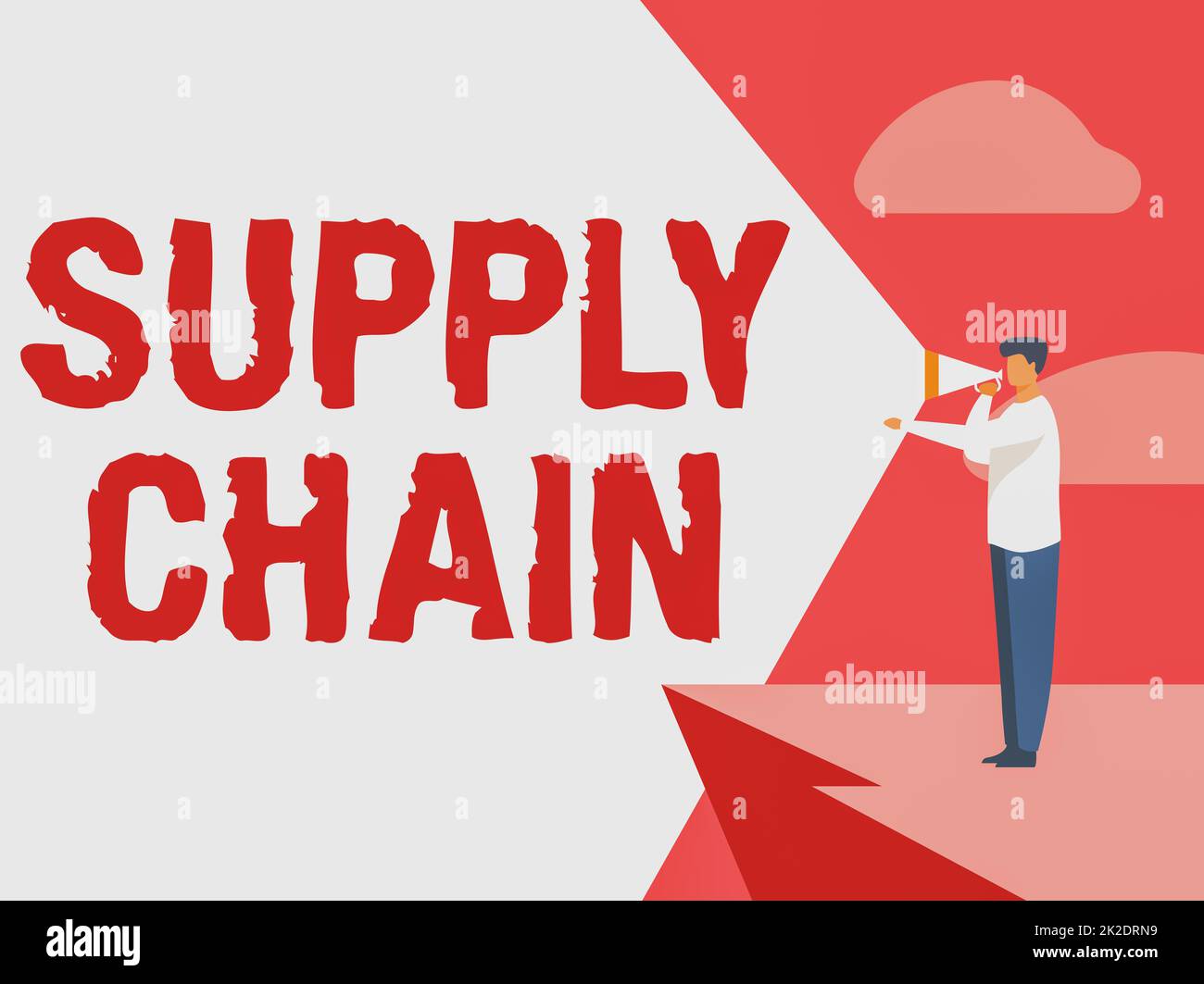 Conceptual display Supply Chain. Business showcase network between a