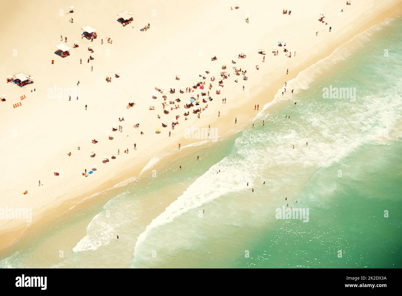 Here to catch some waves and rays. A aerial view of the beaches in Rio de Janeiro, Brazil. Stock Photo