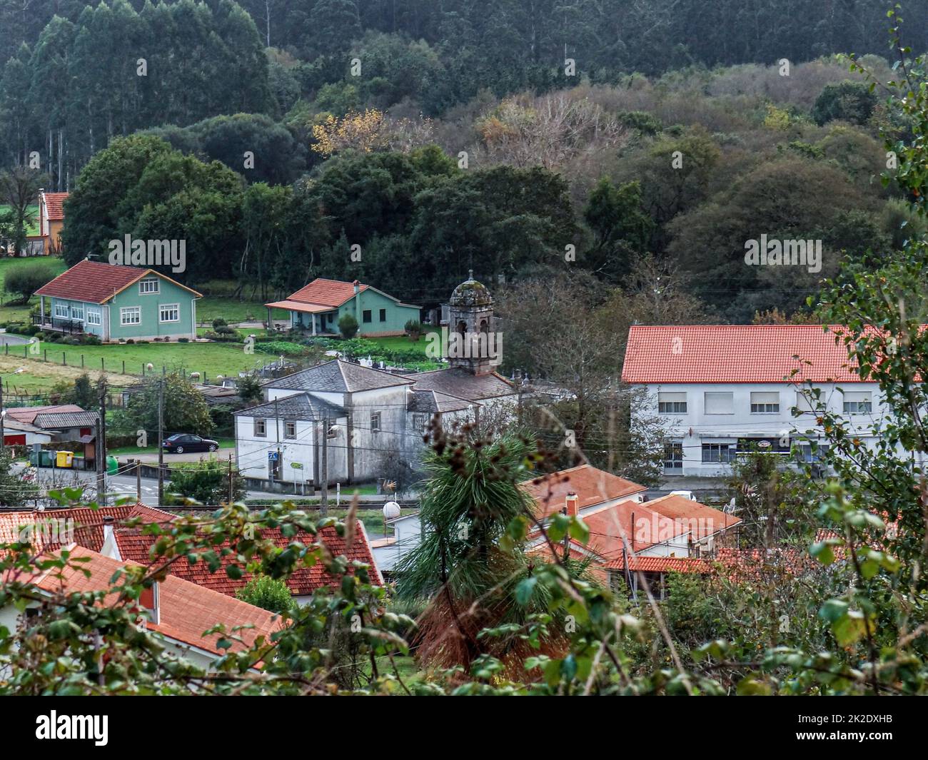 View of the urban area of â€‹â€‹Pedroso, Naron Stock Photo