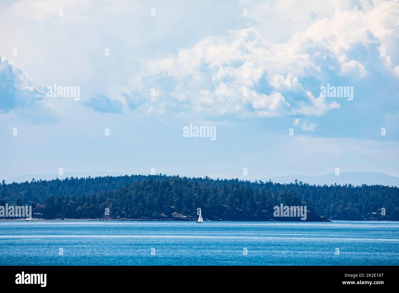 A sailboat in the San Juan Islands, Washington, USA. Stock Photo