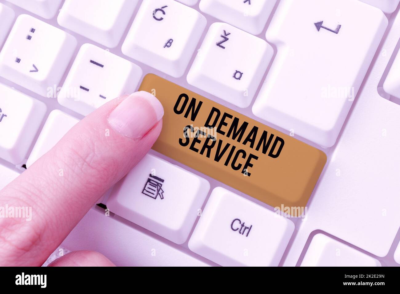 Text sign showing On Demand Service. Concept meaning Allows consumers to customize computing capabilities Abstract Typing License Agreement, Creating Online Reference Book Stock Photo