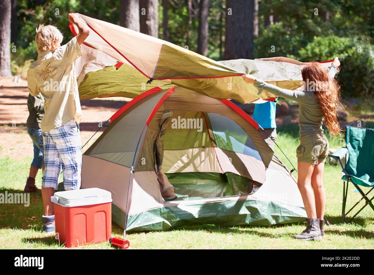 Camping buddies. Shot of kids on a camp. Stock Photo
