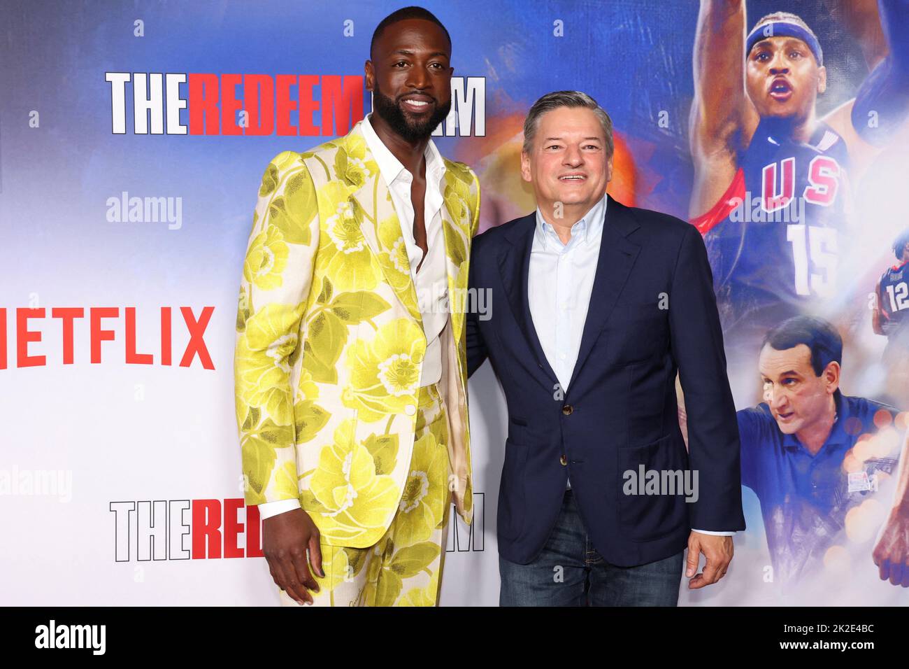 Dwyane Wade and Netflix Co-CEO Ted Sarandos attend a screening for the documentary 'The Redeem Team' in Los Angeles, California, U.S. September 22, 2022.  REUTERS/Mario Anzuoni Stock Photo