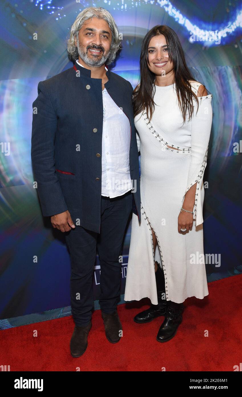 Hollywood, CA. September 22, 2022, Puunasha and Gabriella Wright arriving to the Immersive Deepak Chopra: Journey to Self at Lighthouse Artspace LA on September 22, 2022 in Hollywood, CA. © OConnor/AFF-USA.com Stock Photo