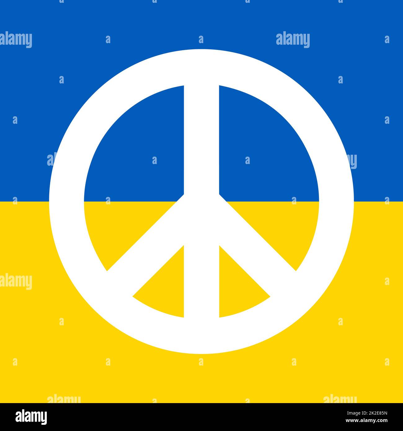 Ukrainian peace symbol - stay with Ukraine. Ukraine vector poster. Concept of Ukrainian and Russian military crisis, conflict between Ukraine and Russia. Support, pray and help Ukraine during the war. Stock Photo