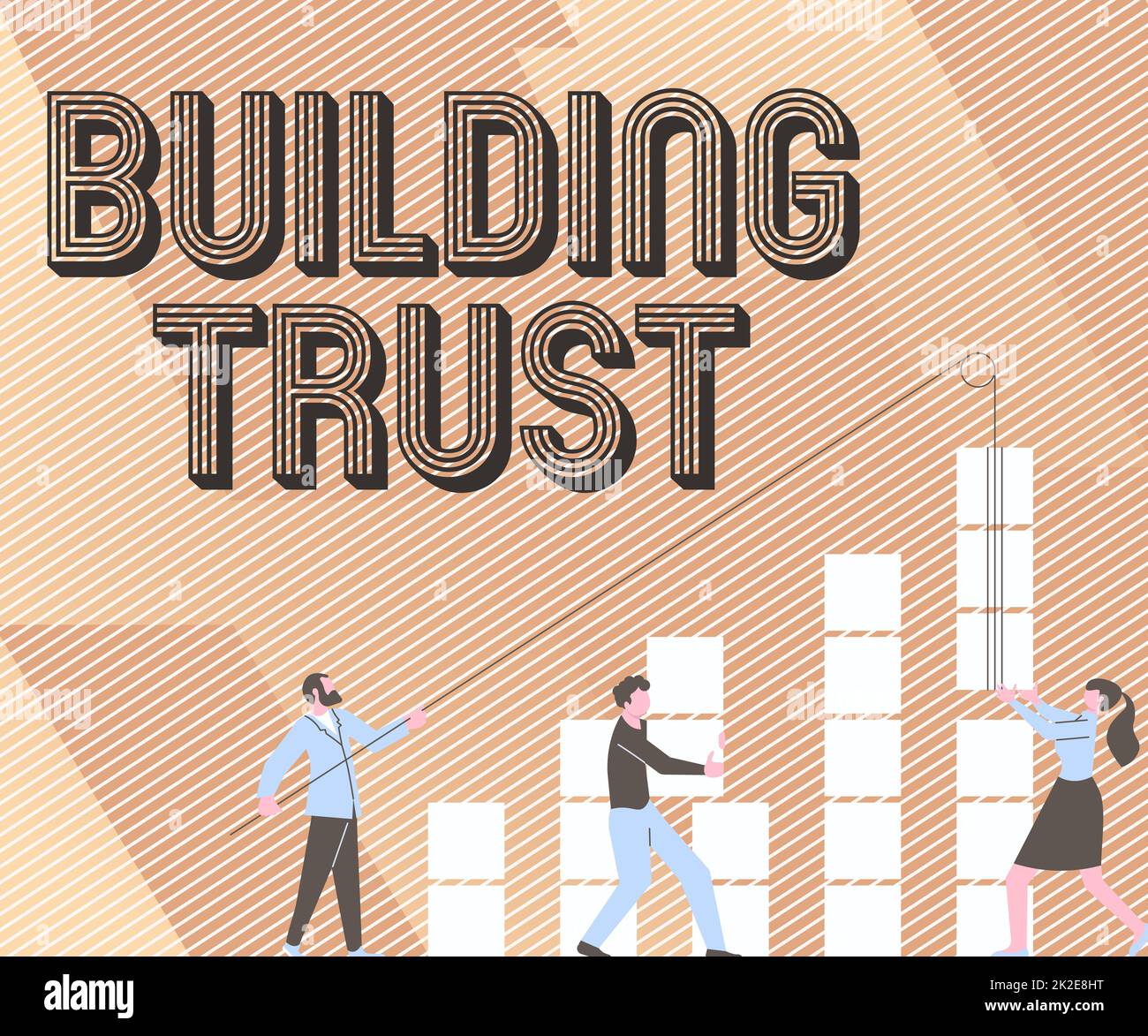 Text caption presenting Building Trust. Business concept activity of emerging trust between showing to work effectively Illustration Of Partners Building New Wonderful Ideas For Skills Improvement. Stock Photo