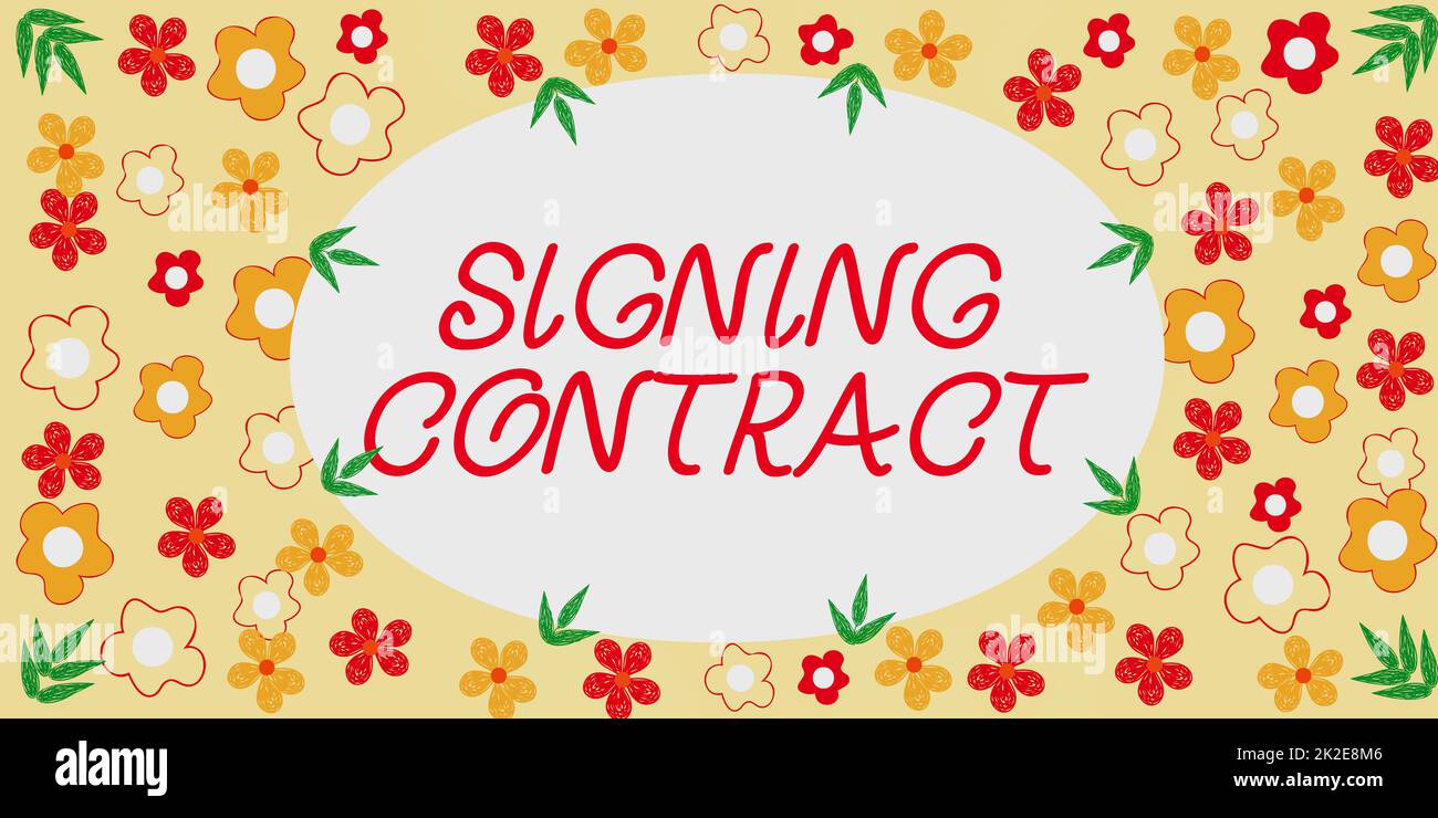 Text showing inspiration Signing Contract Word for the parties signing