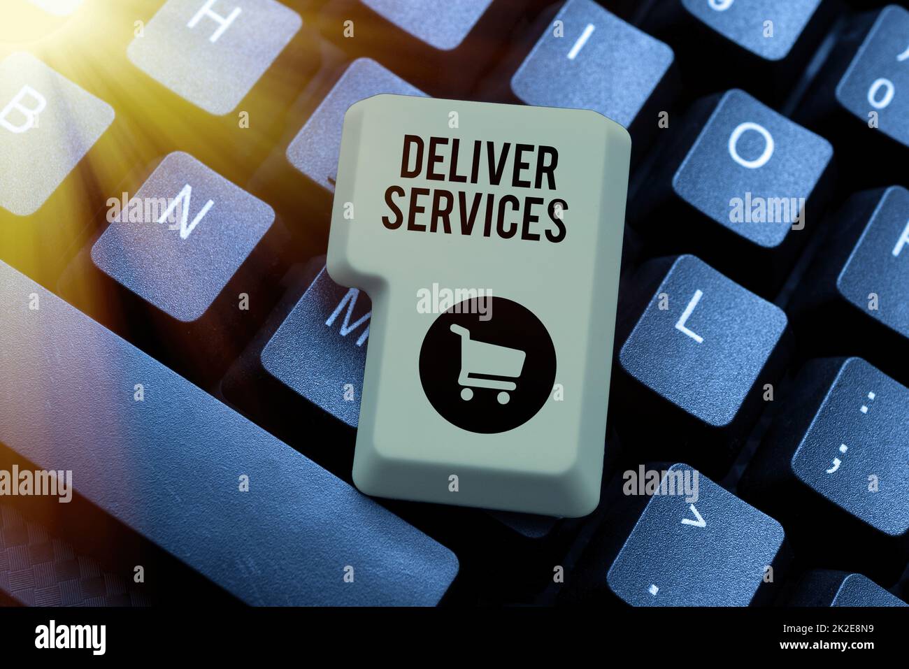 Sign displaying Deliver Services. Business approach sending any kind of assistance or products to an area Typing A New Mystery Novel, Creating Online Post On Social Media Stock Photo