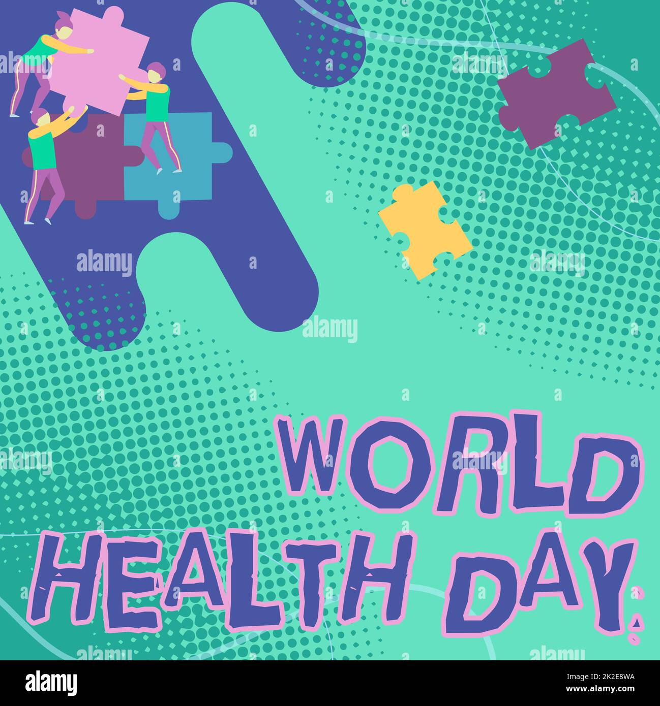 Sign displaying World Health Day. Conceptual photo World Health Day Team Holding Jigsaw Pieces Helping Each Others To Solve The Problem. Stock Photo