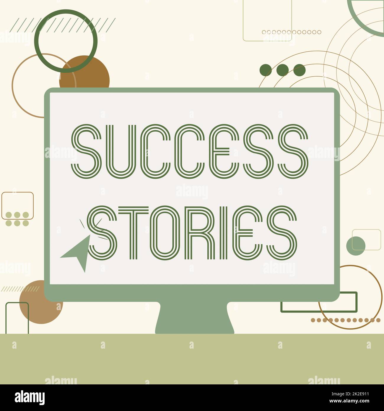 Text caption presenting Success Stories. Word for life of rule models from how he started to his death Illustration Of Cursor In Blank Screen Monitor Searching Ideas. Stock Photo