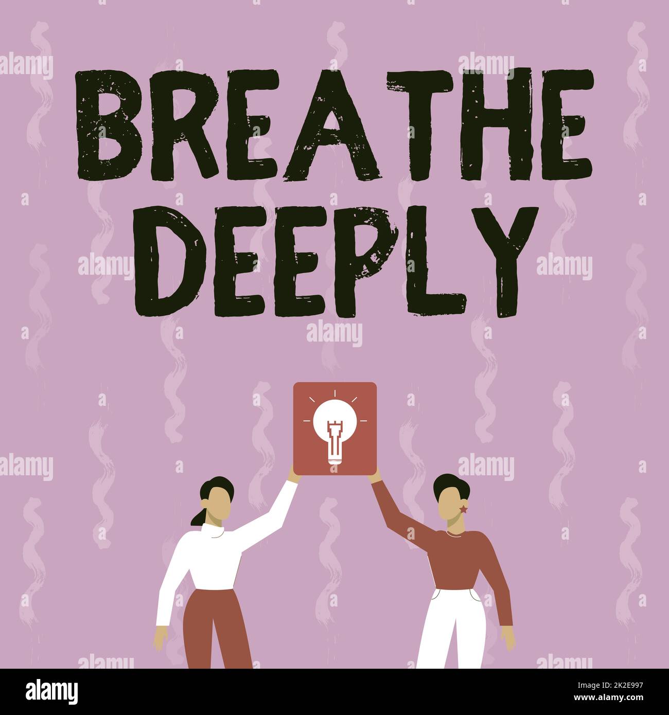 Text caption presenting Breathe Deeply. Word Written on to take a large breath of air into your