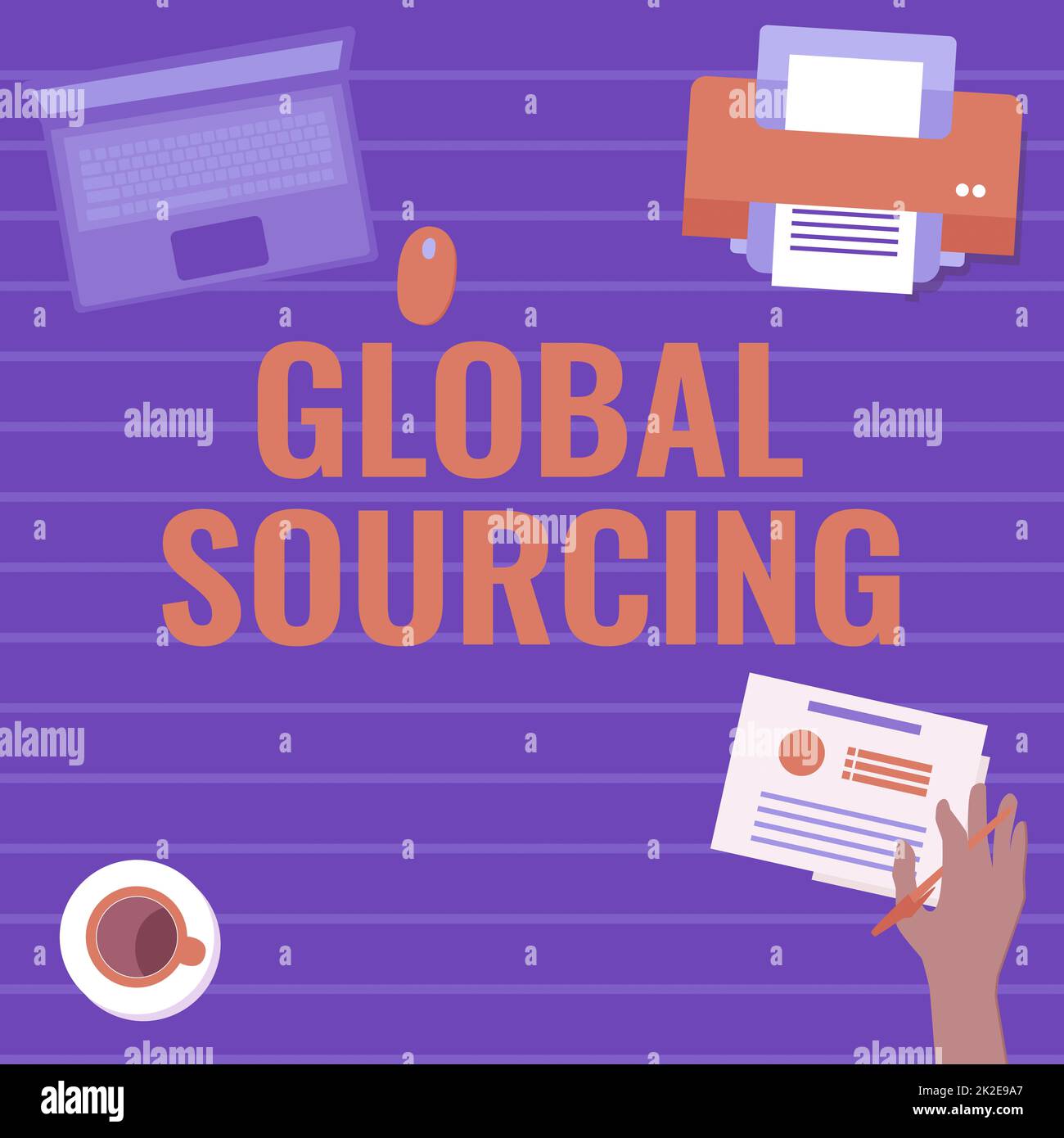 Handwriting text Global Sourcing. Word Written on practice of sourcing from the global market for goods Hand Holding Pen Creating Plans For New Amazing Ideas Stock Photo