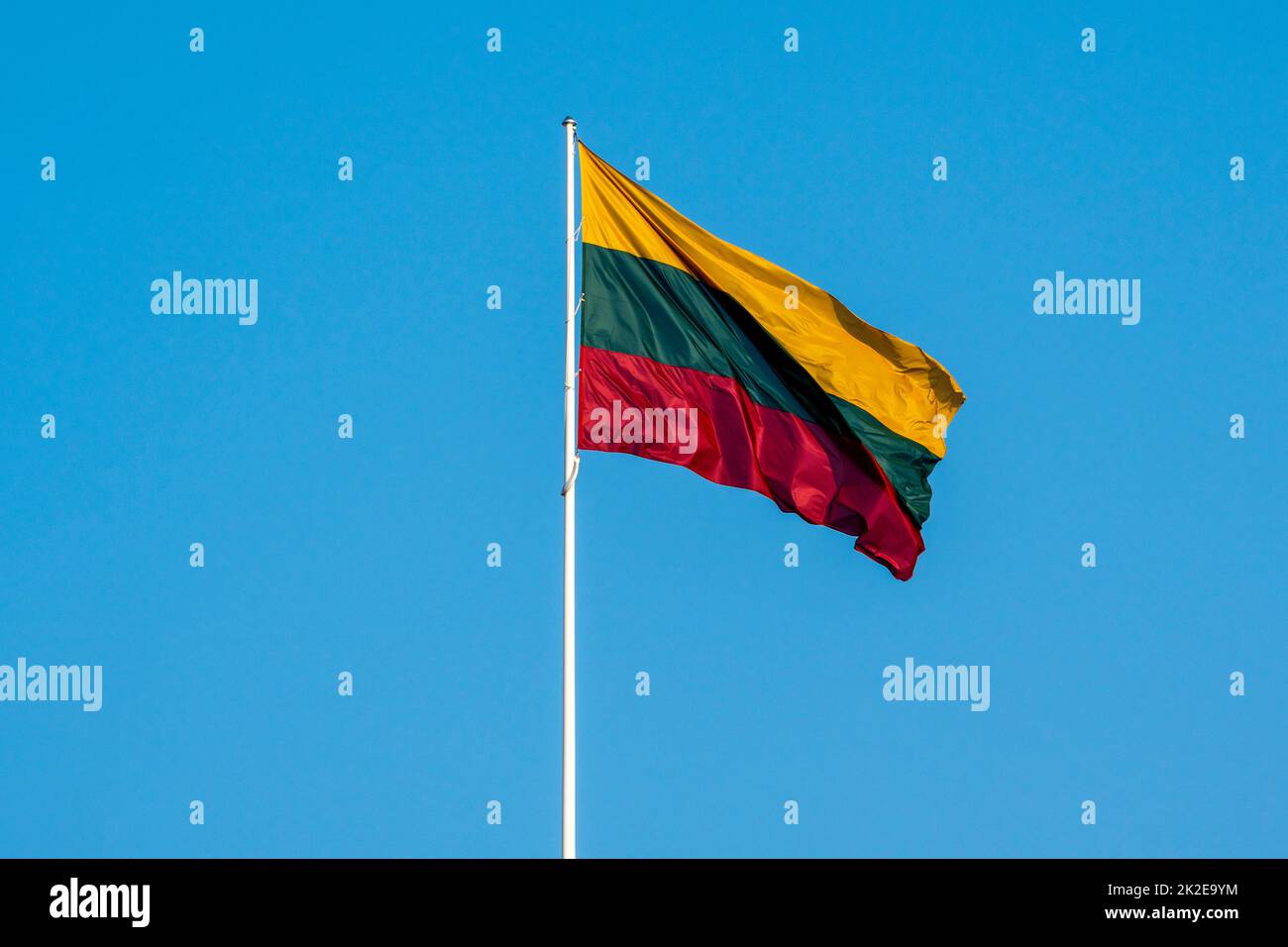 Large flag of LITHUANIA waving in the wind Stock Photo