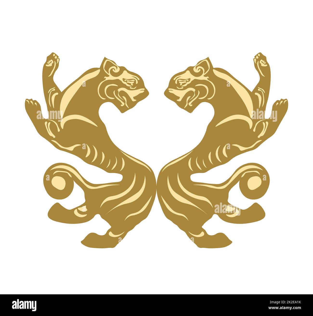 lions. Ancient Scythian symbol. History of Ukraine. Scythians. Golden decoration. ukraine aesthetics. Stock Photo