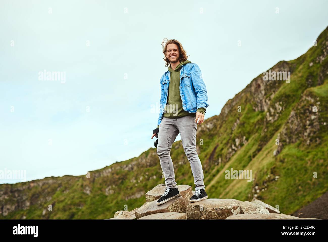 Exploring the beauty of nature. Shot of a handsome man travelling outdoors. Stock Photo