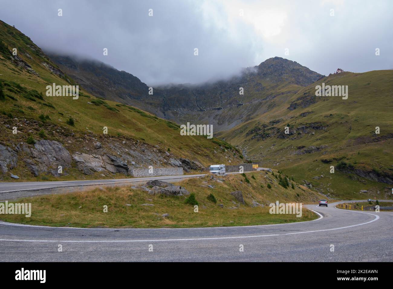 Transfagarasan pass in summer.crossing Carpathian mountains in Romania Stock Photo