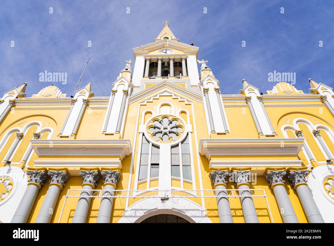 Loja, Ecuador; september 18, 2022: Photography on a sunny day of the facade of the city's cathedral. Stock Photo