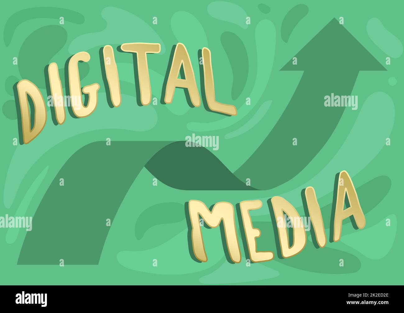 Conceptual display Digital Media. Business concept digitized content that can be transmitted over the internet Illustration Of Arrow Floating Smoothly Towards The Sky High. Stock Photo