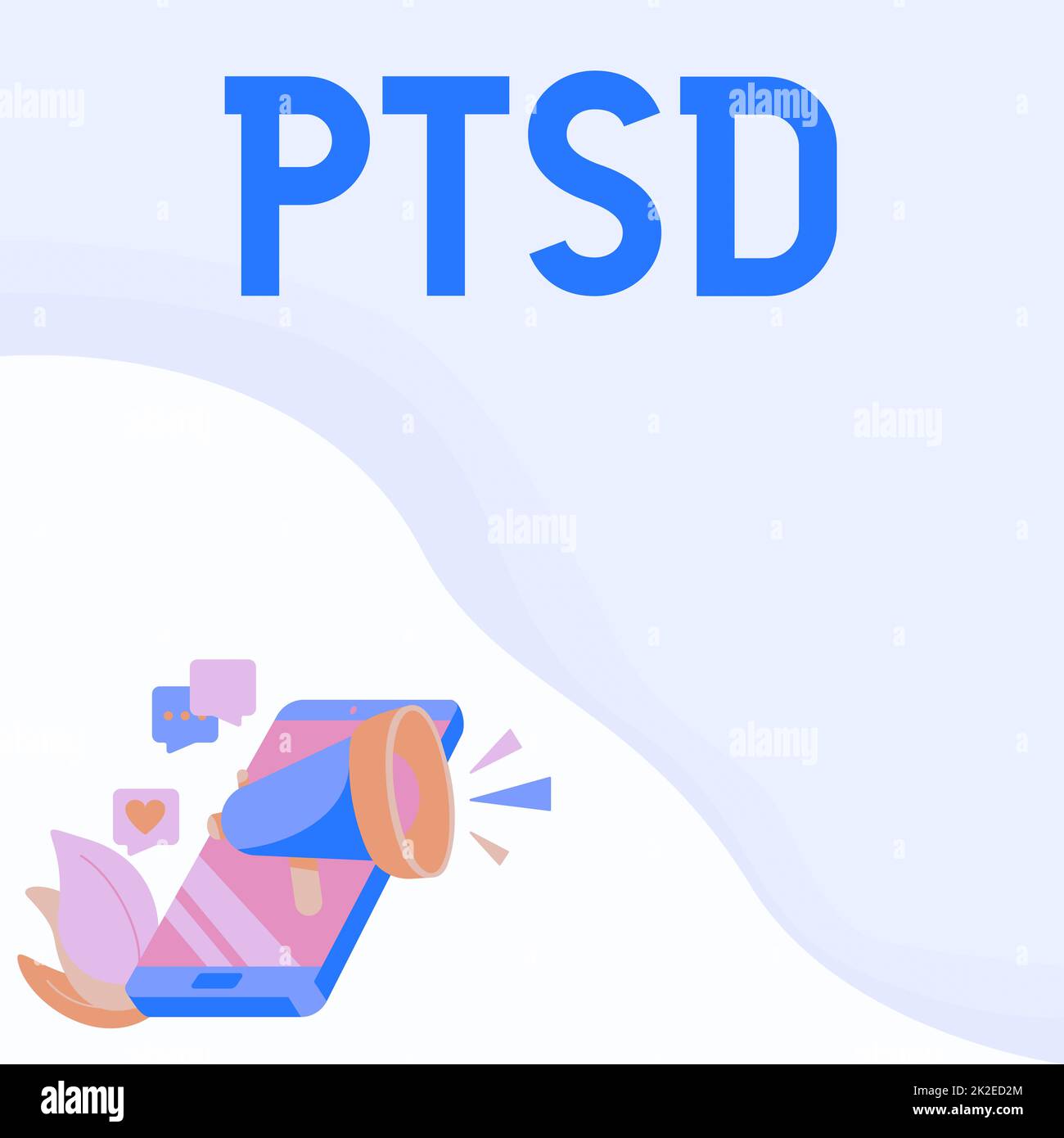 Text showing inspiration Ptsd. Business concept Post Traumatic Stress Disorder Mental Illness Trauma Fear Depression Phone Drawing Sharing Comments And Reactions Through Megaphone. Stock Photo