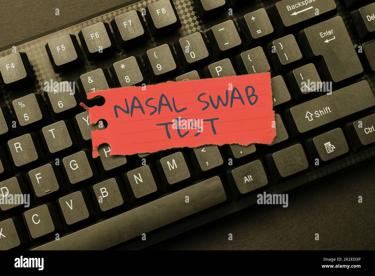 Hand writing sign Nasal Swab Test. Business concept diagnosing an upper respiratory tract infection through nasal secretion Entering New Product Key Concept, Typing Movie Subtitle Software Stock Photo