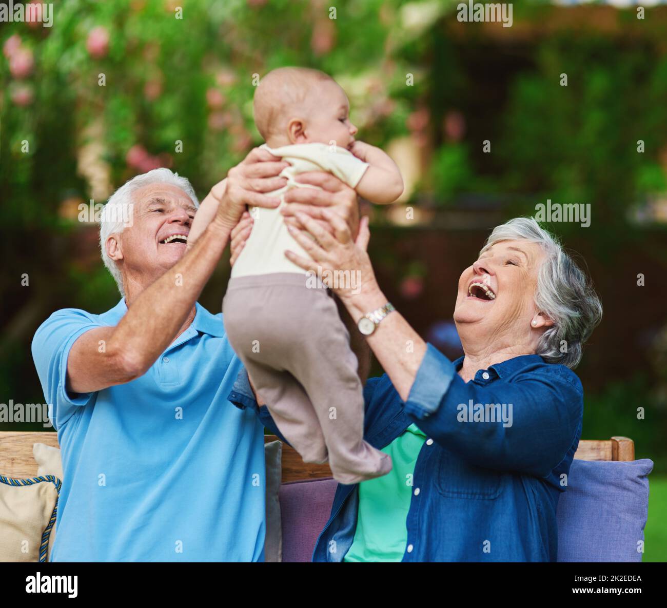 Thank heaven for little boys. Cropped shot of a senior couple spending time with their grandson. Stock Photo