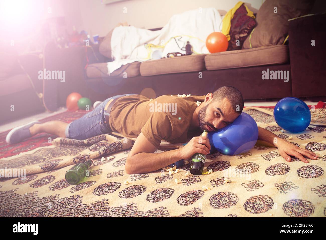 Im out. Real party of guys and girls getting drunk. Stock Photo