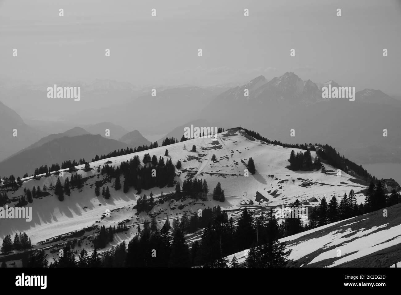 Ridge of Mount Rigi and outlines of Mount Pilatus Stock Photo - Alamy