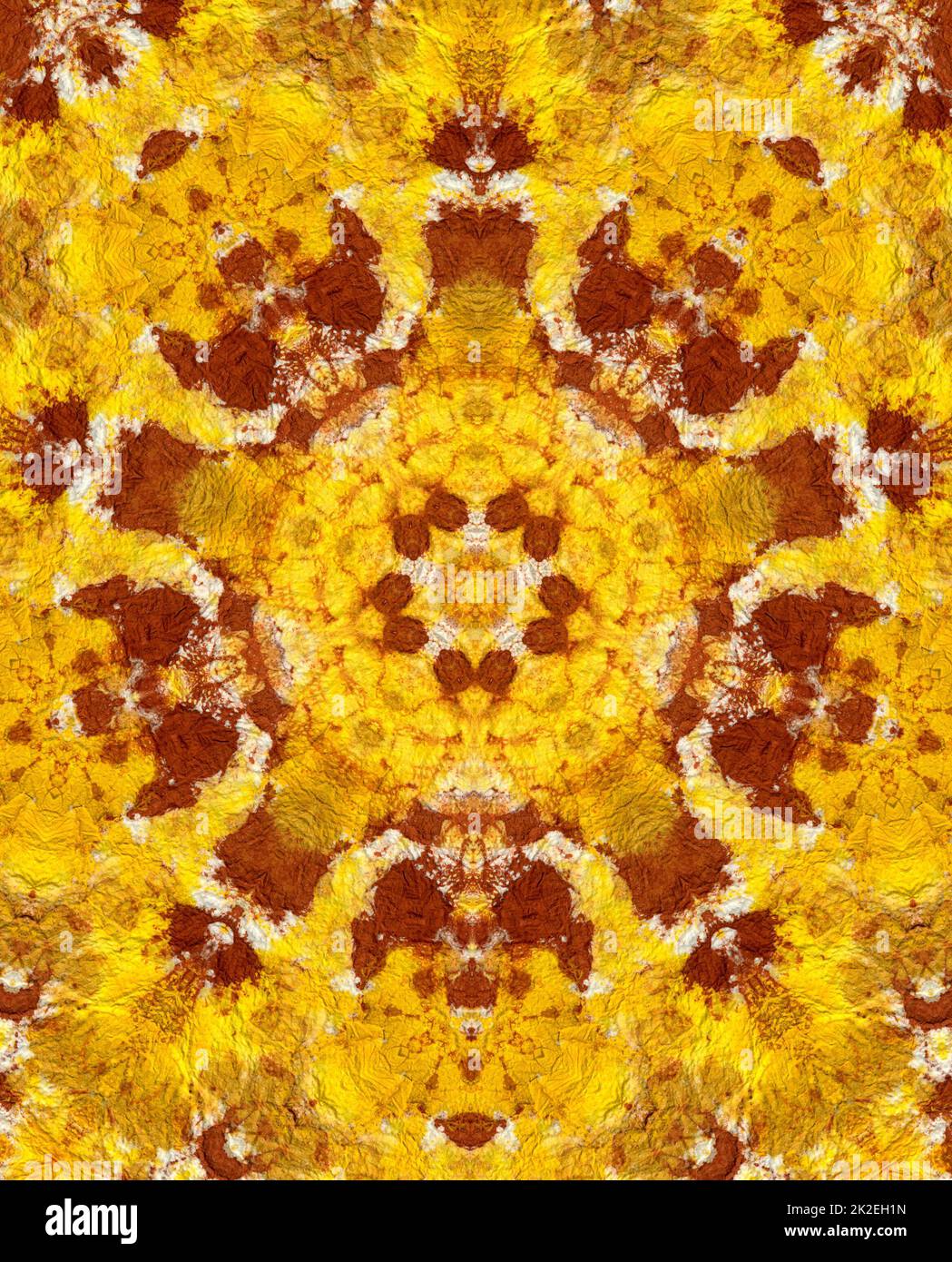 Yellow and Brown Textured Background Painted Kaleidoscope Stock Photo ...