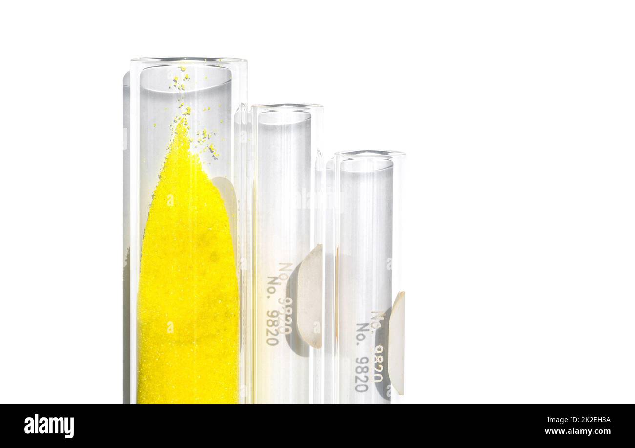 Closeup chemical ingredient on white laboratory table. Potassium