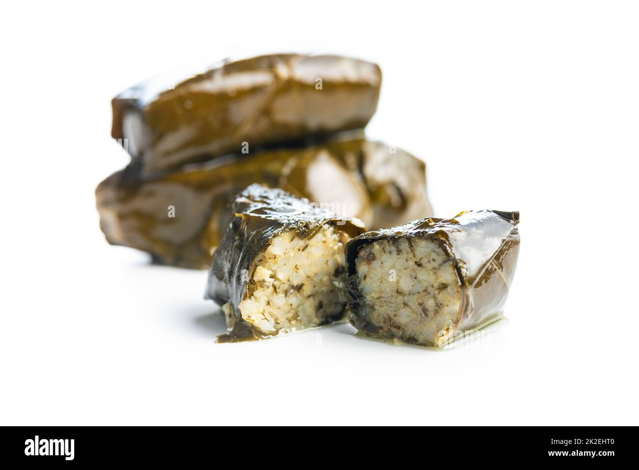 Dolmades. Stuffed vine leaves. Greek appetizer isolated on white ...