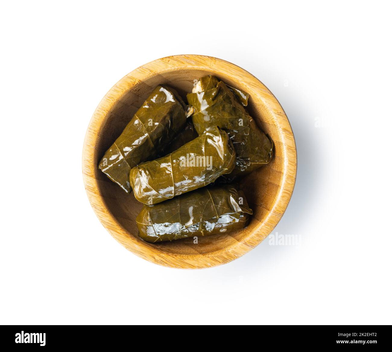 Dolmades. Stuffed vine leaves. Greek appetizer in bowl isolated on