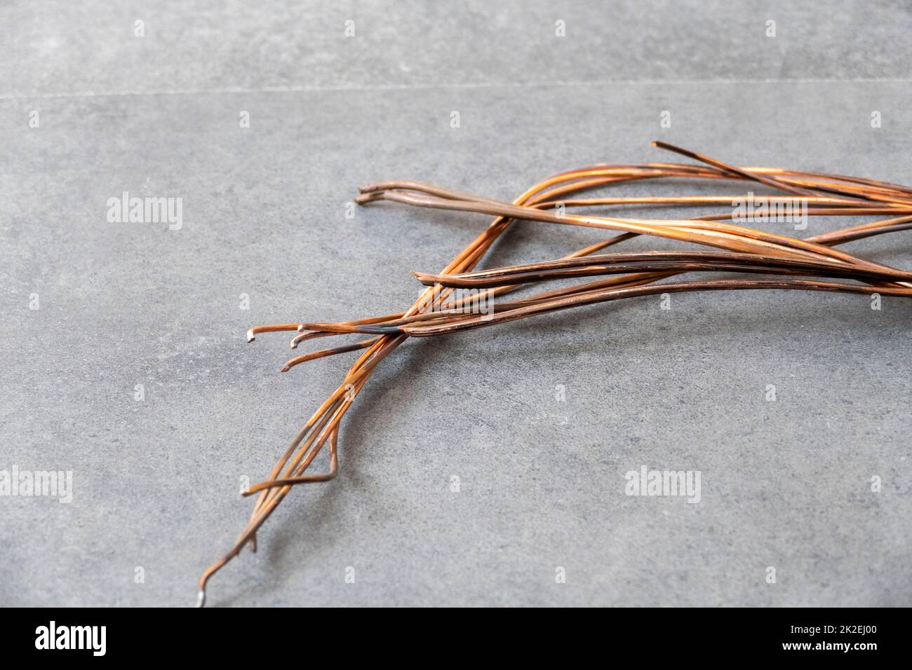 copper wire inside electrical wiringan electrician has copper wire in his handlots of thick