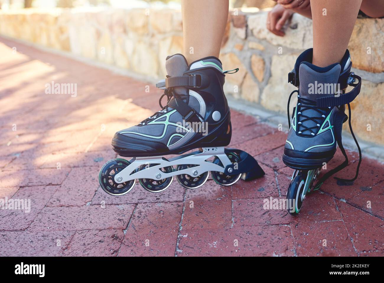 Time for these wheels to roll. Closeup shot of a young womans feet in