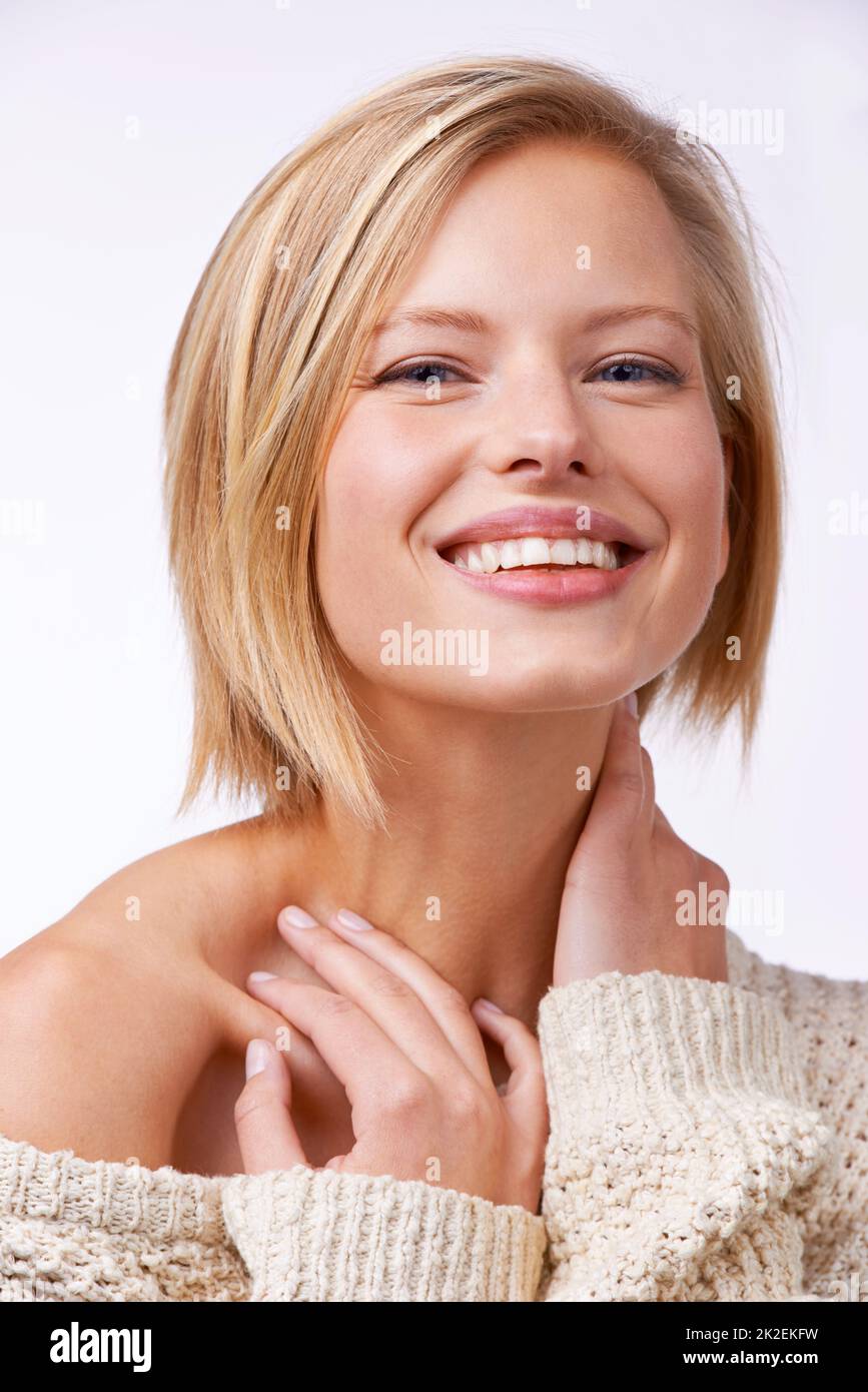 Shes Simply Beautiful Studio Portrait Of A Beautiful Smiling Woman In